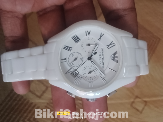 Emporio Armani white ceramica hand watch